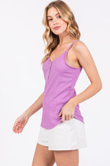 Lavender Ribbed Snap Button Cami