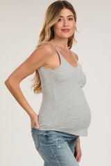 Heather Ribbed Snap Button Maternity Cami