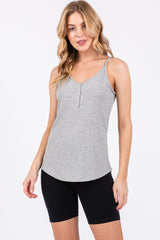 Heather Ribbed Snap Button Cami