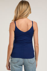 Navy Ribbed Snap Button Maternity Cami