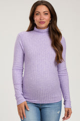 Lavender Ribbed Long Sleeve Maternity Turtle Neck Top