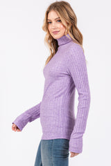 Lavender Ribbed Long Sleeve Turtle Neck Top