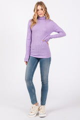 Lavender Ribbed Long Sleeve Turtle Neck Top