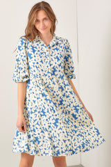 Blue Floral Button Down Maternity Dress