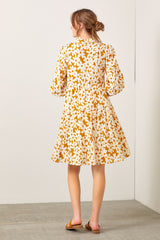 Camel Floral Button Down Dress