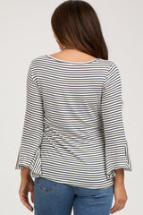 Navy Blue Striped Maternity 3/4 Sleeve Top