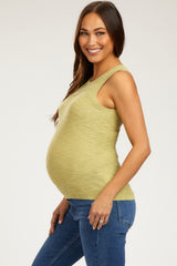 Lime Knit Sleeveless Maternity Top