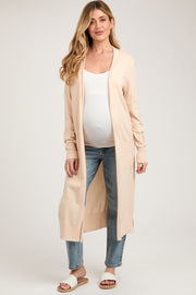 Cream Long Maternity Cardigan