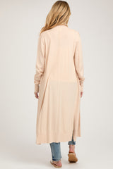 Cream Long Maternity Cardigan