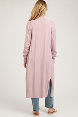 Light Pink Long Maternity Cardigan