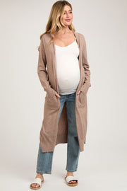 Mocha Long Maternity Cardigan