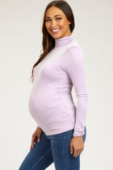 Lavender Ribbed Maternity Turtleneck Top