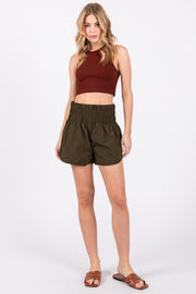 Olive Green Curved Hem Active Shorts