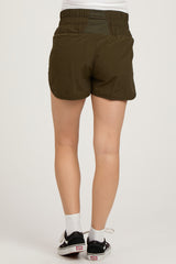 Olive Green Curved Hem Active Maternity Shorts