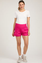 Magenta Curved Hem Active Maternity Shorts