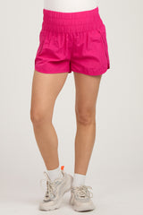 Magenta Curved Hem Active Maternity Shorts