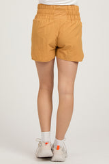 Yellow Curved Hem Active Maternity Shorts