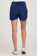 Light Navy Curved Hem Active Maternity Shorts