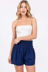 Light Navy Curved Hem Active Maternity Shorts