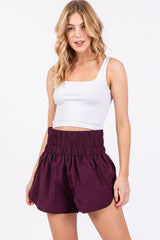 Plum Smocked Active Running Maternity Shorts