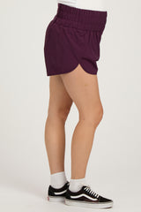 Plum Smocked Active Running Maternity Shorts