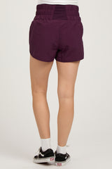 Plum Smocked Active Running Maternity Shorts