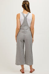 Black Striped Linen Maternity Overalls