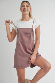 Mauve Front Pocket Short Overalls