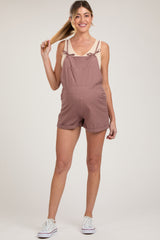 Mauve Front Pocket Maternity Short Overalls