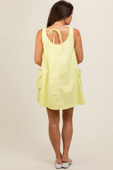 Yellow Denim Sleeveless Maternity Dress