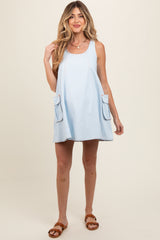 Light Blue Denim Sleeveless Maternity Dress