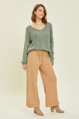 Camel Wide Leg Drawstring Pants