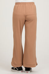 Camel Wide Leg Drawstring Maternity Pants