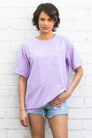 Lavender Oversized Pocket Front Short Sleeve Top