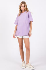 Lavender Oversized Pocket Front Short Sleeve Top