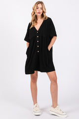 Black Button Down Maternity Romper