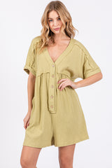 Light Olive Button Down Maternity Romper