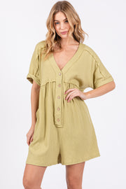 Light Olive Button Down Romper