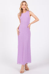 Lavender Mesh Overlay Midi Dress