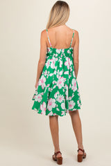 Green Floral Wrap Top Accent Maternity Dress