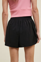 Black Pleated Active Shorts