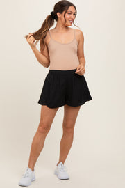 Black Pleated Maternity Active Shorts