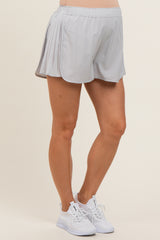 Gray Pleated Maternity Active Shorts