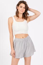 Gray Pleated Active Shorts