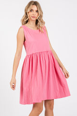 Pink Sleeveless Textured Dress