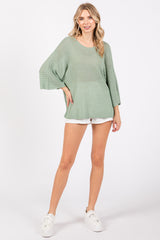 Mint Green Knit Short Sleeve Top