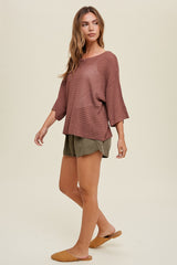 Burgundy Knit Short Sleeve Top