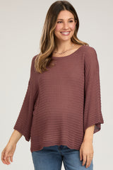 Burgundy Knit Maternity Short Sleeve Top