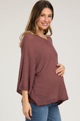 Burgundy Knit Maternity Short Sleeve Top