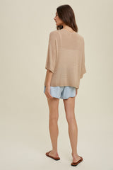 Beige Knit Short Sleeve Top